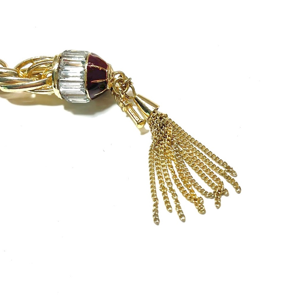 WHBM BURGUNDY CRYSTAL TASSEL TOGGLE BRACELET - Picture 4 of 5